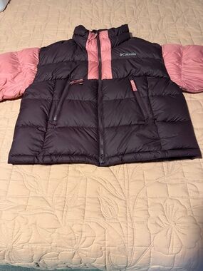 Columbia Black and Pink Puffer Jacket
